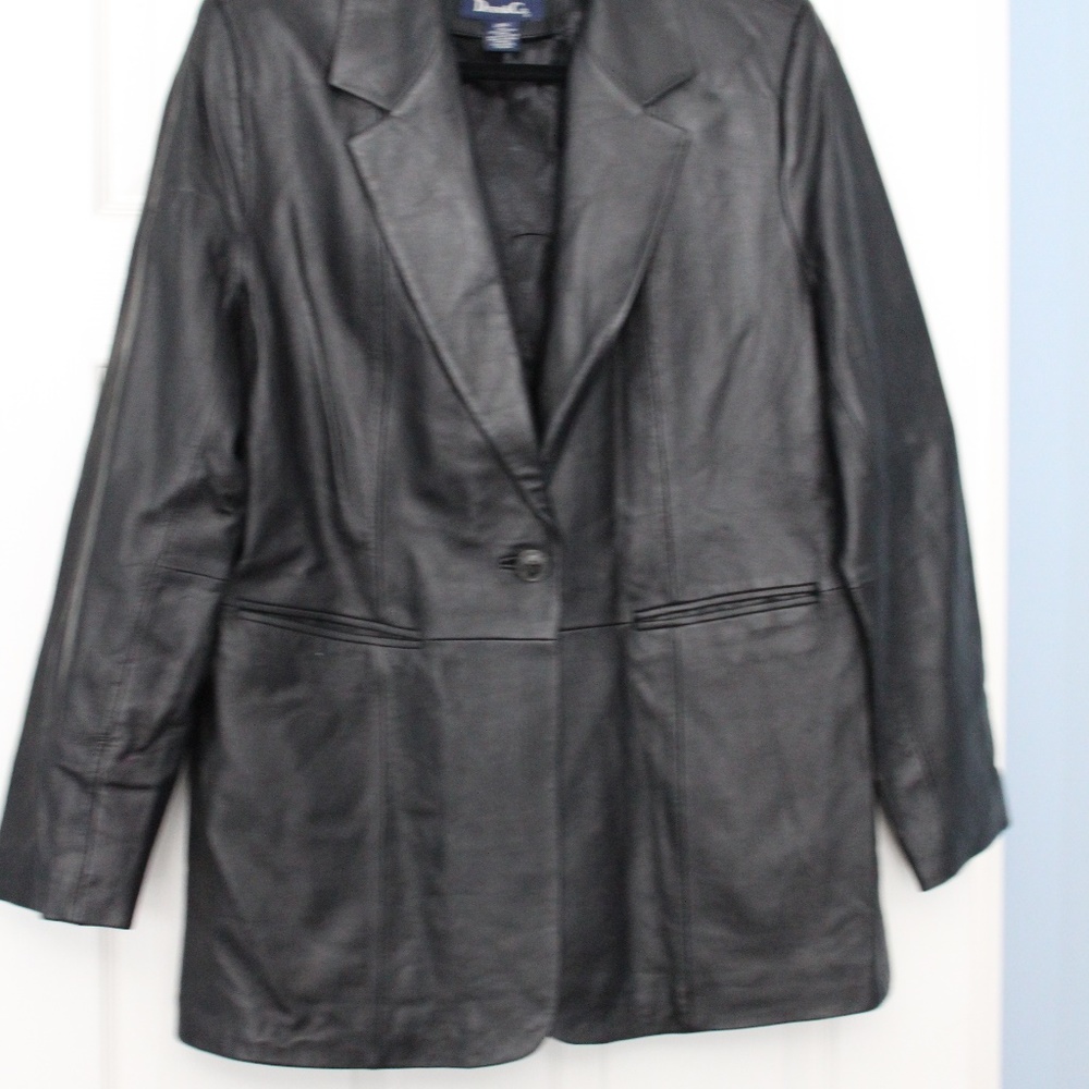 Denim&Co 100% Leather Black Jacket NWT SZ L